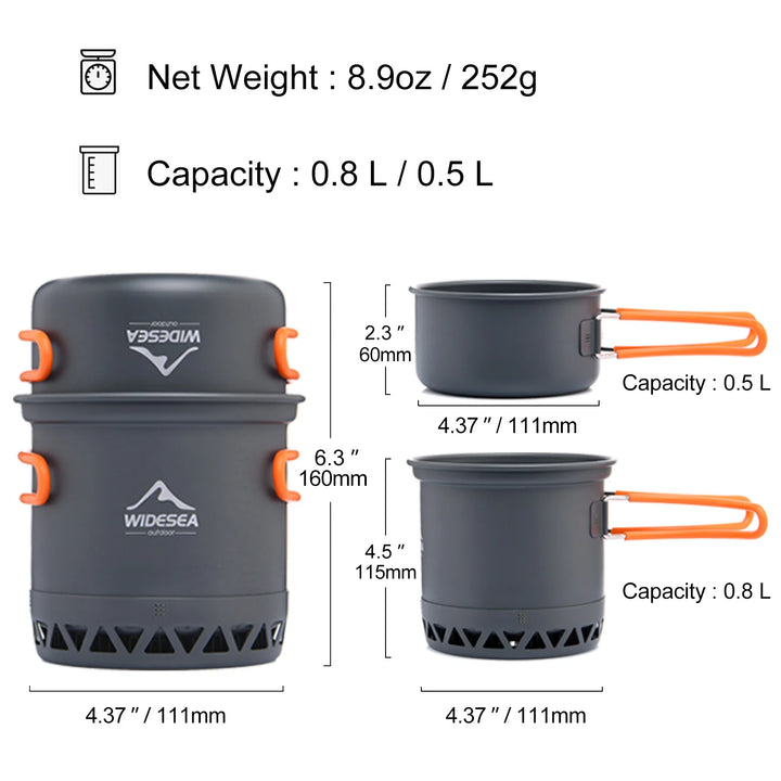 Widesea Camping Cookware Set – 1.3L/2.3L