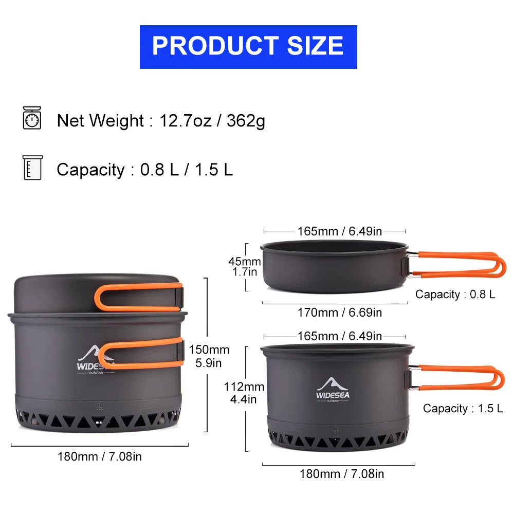 Widesea Camping Cookware Set – 1.3L/2.3L