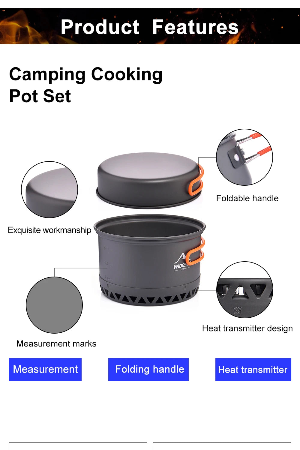 Widesea Camping Cookware Set – 1.3L/2.3L