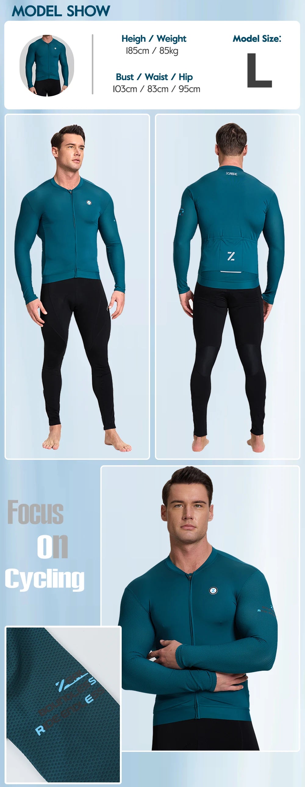 ZRSE UPF 50+ Long Sleeve Cycling Jersey – Slim Fit