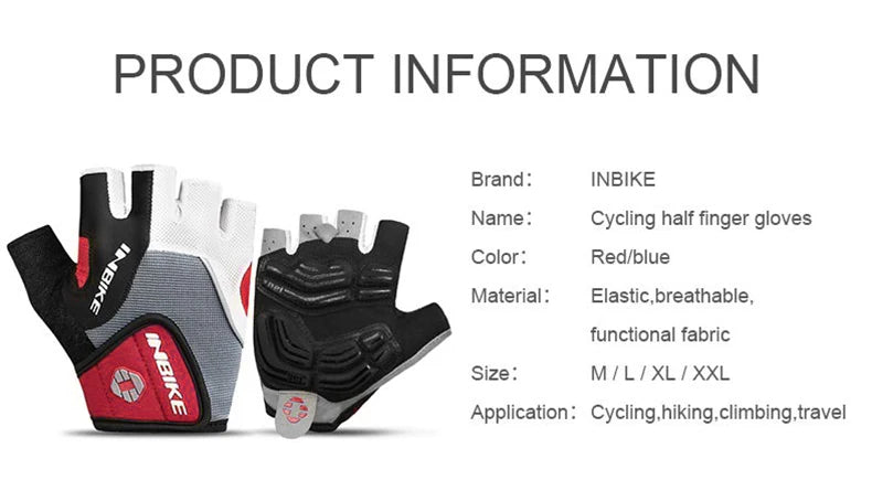 INBIKE Shock‑Absorbing Gel Pad Cycling Gloves