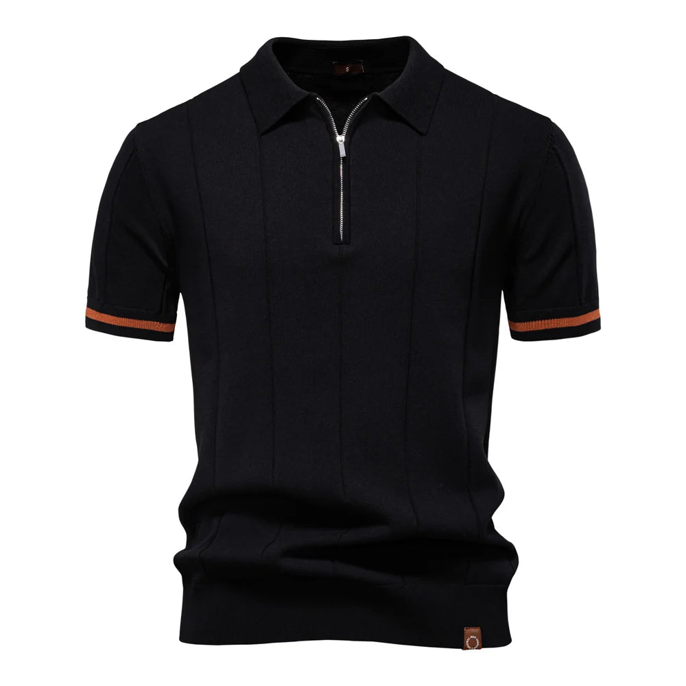 AIOPESON Men's Sport Zipper Polo Shirt