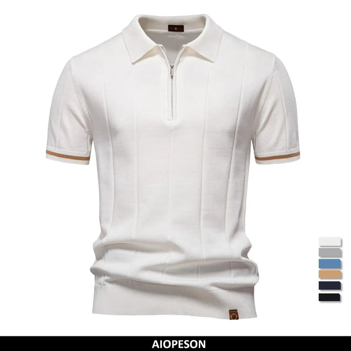 AIOPESON Men's Sport Zipper Polo Shirt
