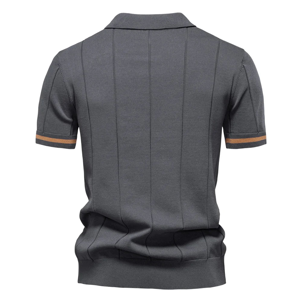 AIOPESON Men's Sport Zipper Polo Shirt