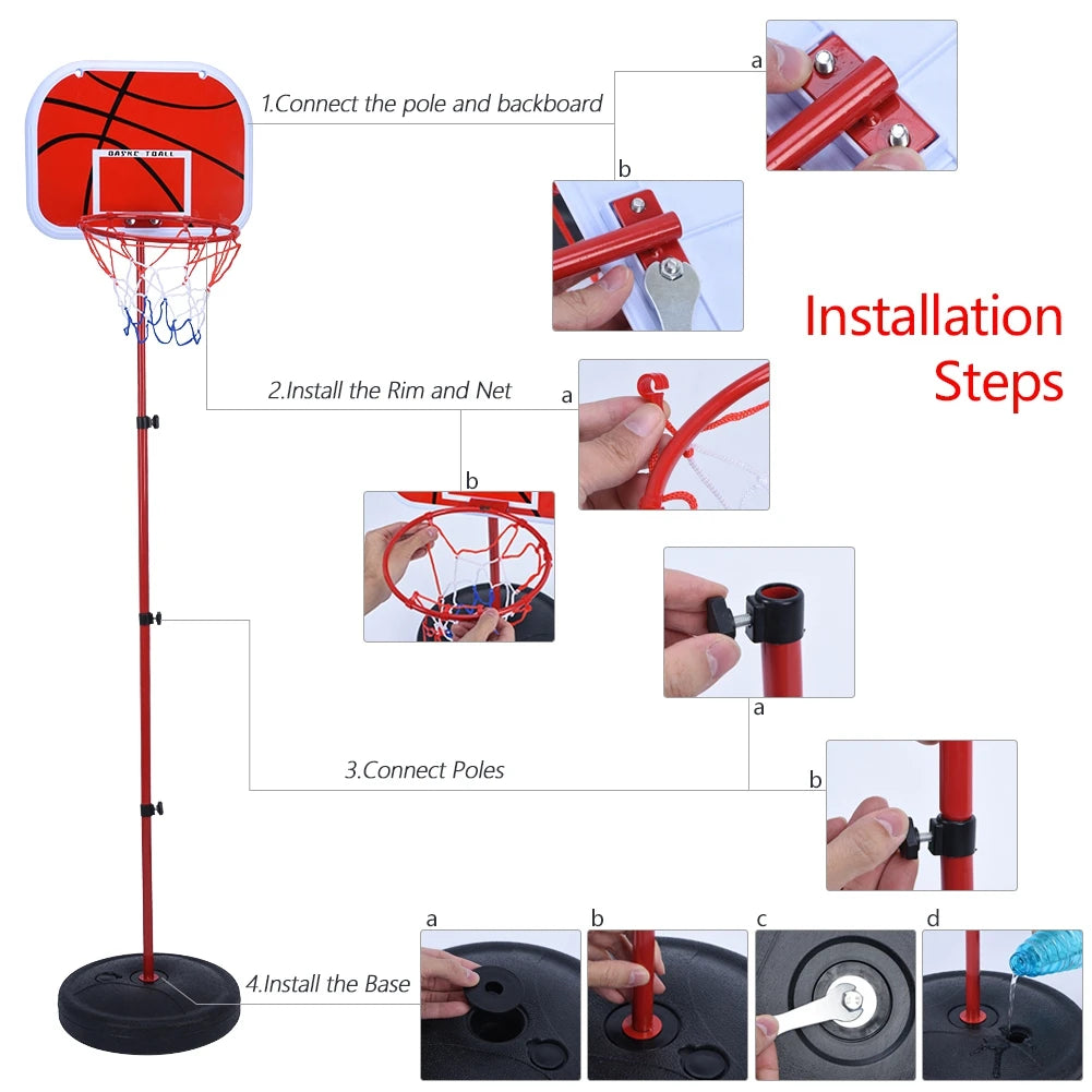 Adjustable Kids Basketball Hoop Stand Set