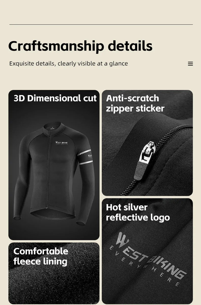 WEST BIKING Winter Fleece Cycling Jersey