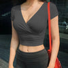 Black V-Neck Crop Top – Women’s