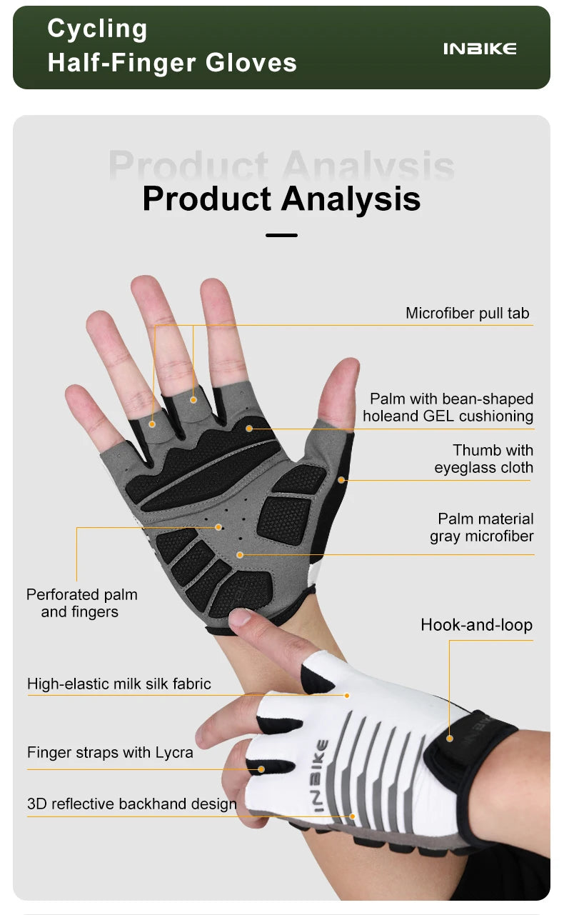 INBIKE Shock‑Absorbing Gel Pad Cycling Gloves