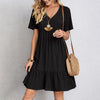 2025 Women's V-Neck Pleated A-Line Dress