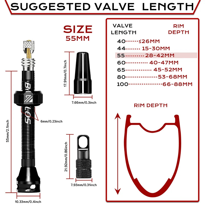 Tubeless Valves – Aluminum with Removable Core