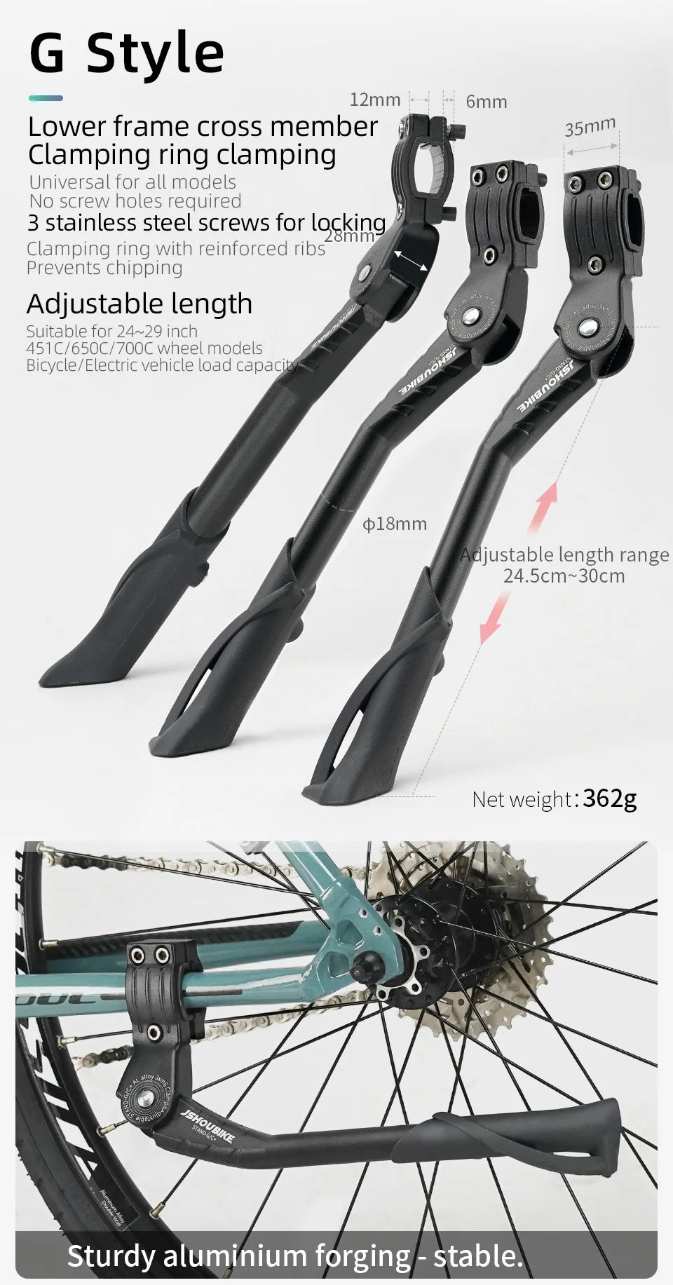 Bicycle Kickstand & E-Bike Side Stand