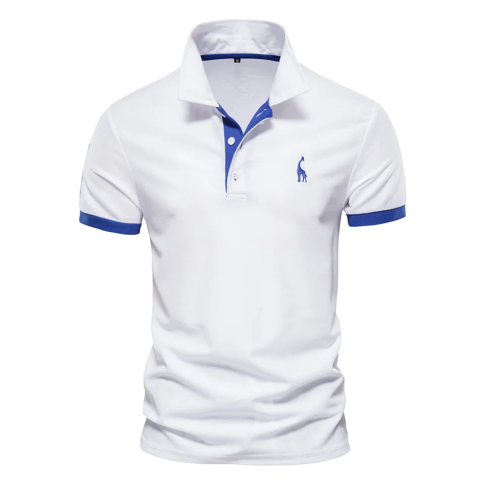 AIOPESON Men's Embroidered Cotton Polo Shirt