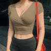 Black V-Neck Crop Top – Women’s