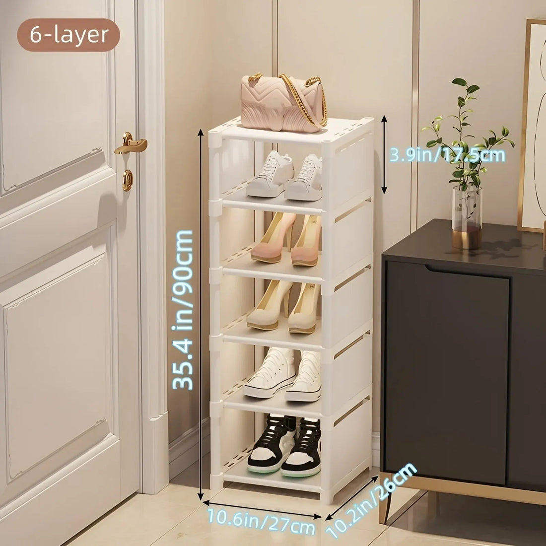 Shoe Rack – Metal & Fabric Organizer