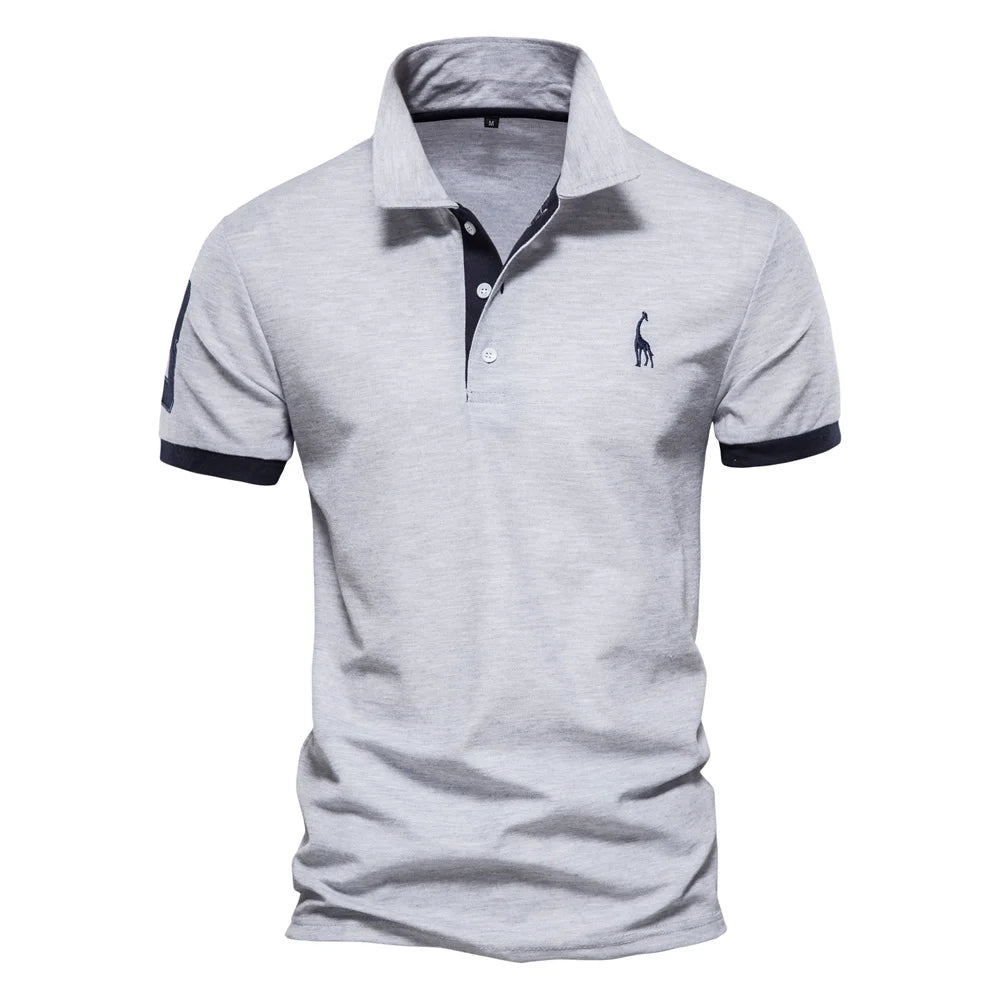 AIOPESON Men's Embroidered Cotton Polo Shirt