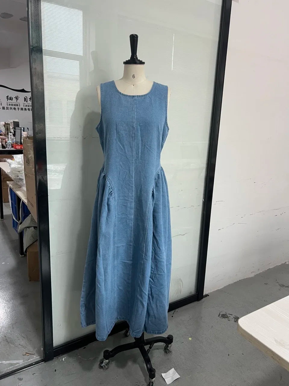 Backless Denim Lace-Up Summer Dress
