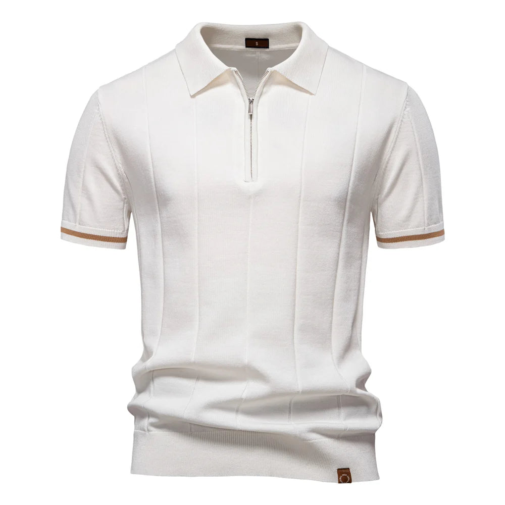 AIOPESON Men's Sport Zipper Polo Shirt