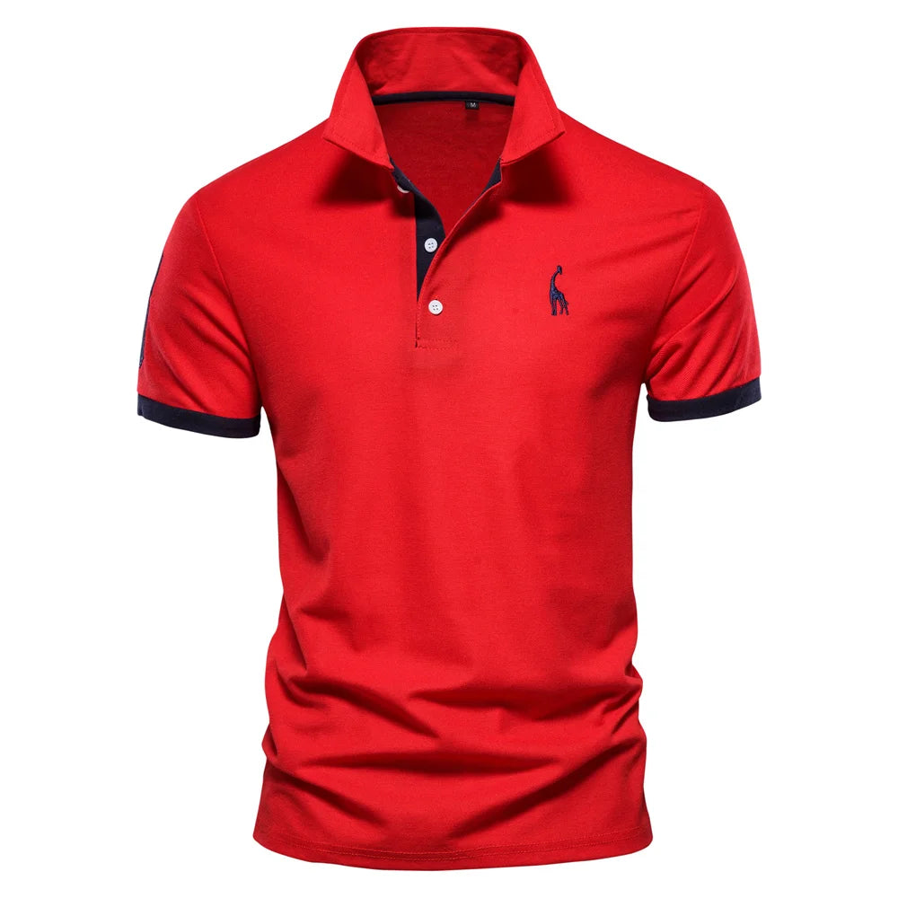 AIOPESON Men's Embroidered Cotton Polo Shirt