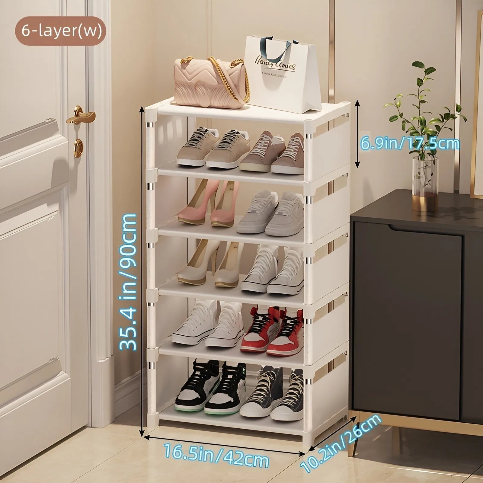 Shoe Rack – Metal & Fabric Organizer