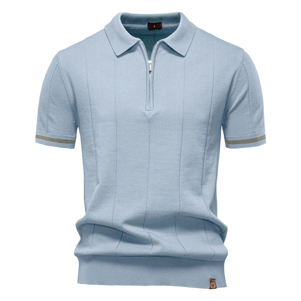 AIOPESON Men's Sport Zipper Polo Shirt
