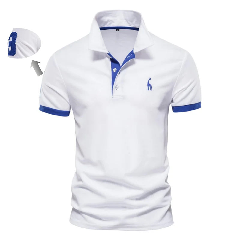 AIOPESON Men's Embroidered Cotton Polo Shirt