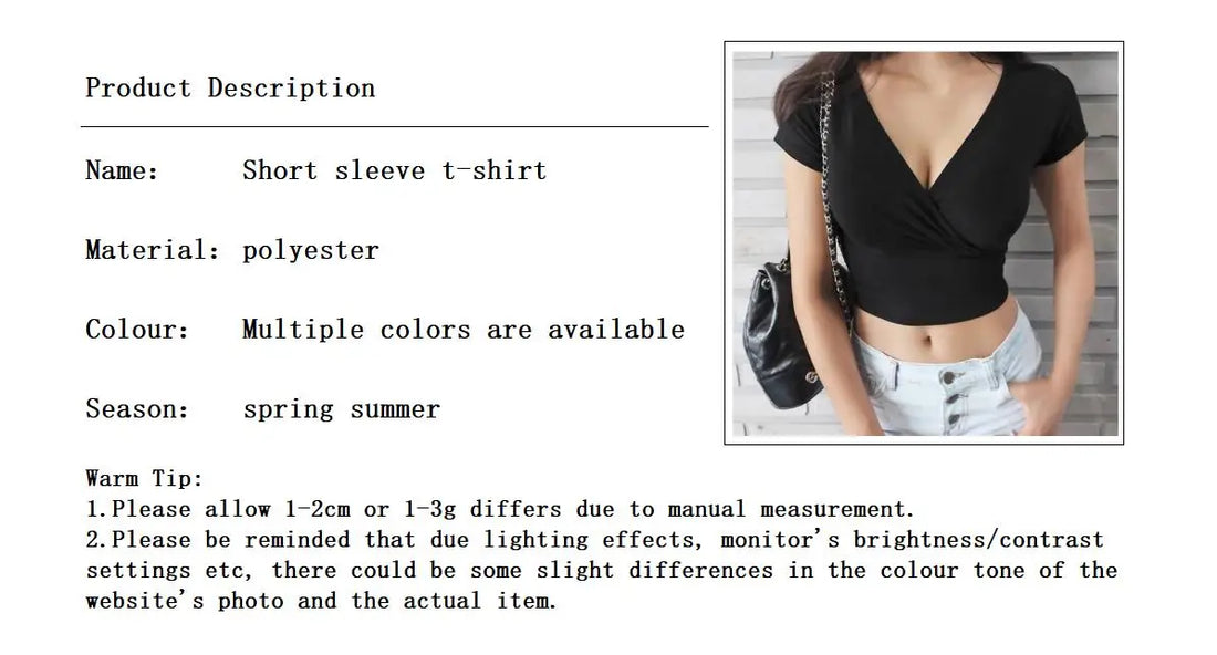 Black V-Neck Crop Top – Women’s
