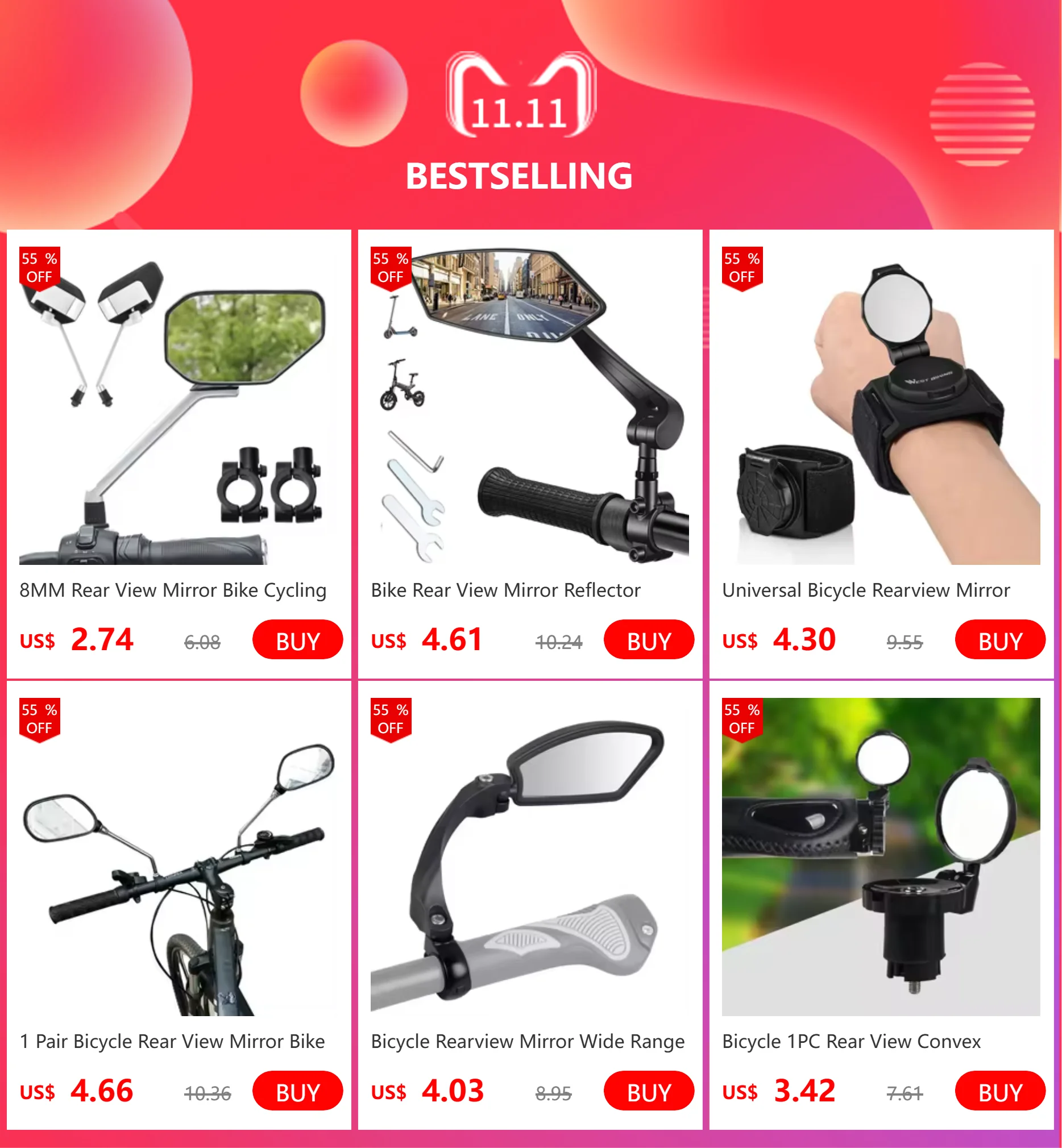 Bike Mirror with Reflector