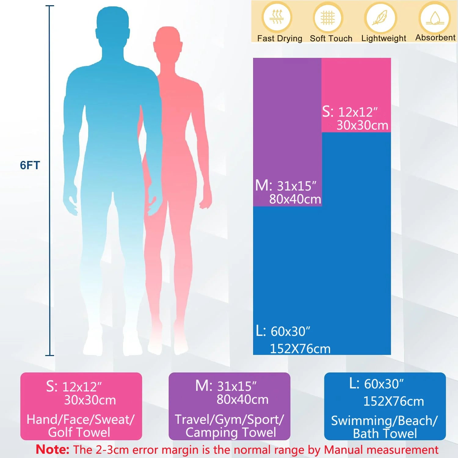 Quick-Dry Microfiber Camping Towel 40x80cm