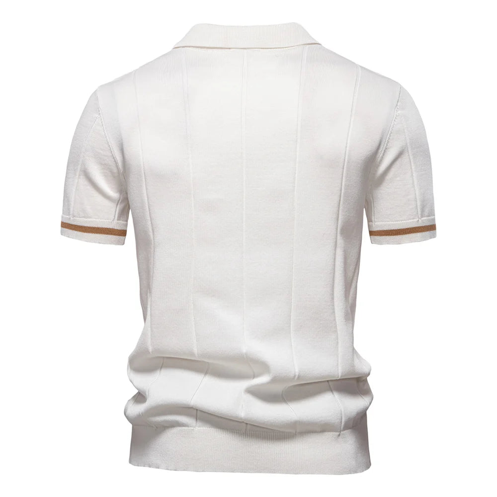 AIOPESON Men's Sport Zipper Polo Shirt