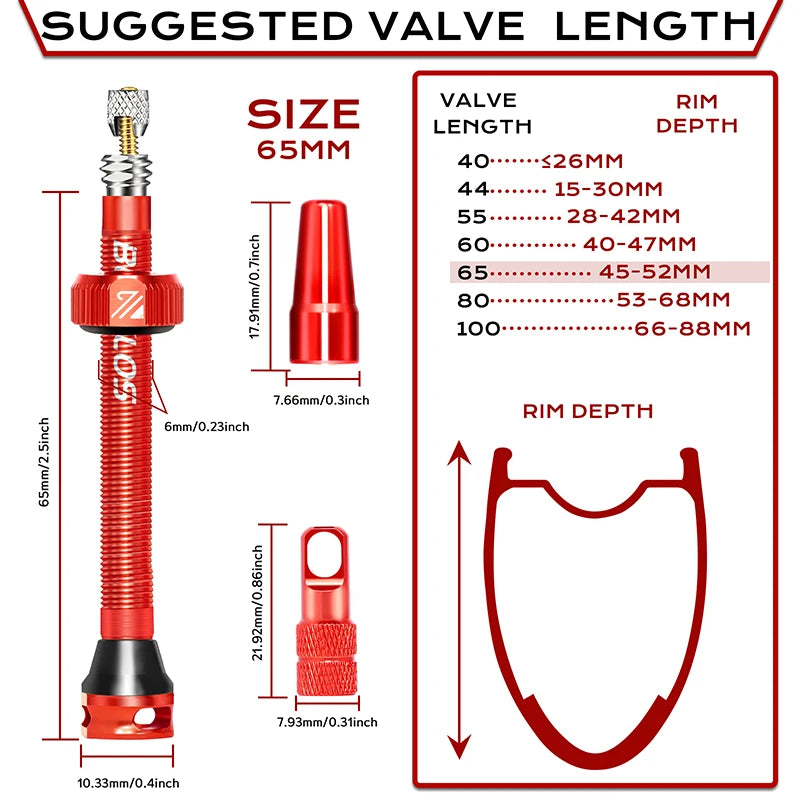 Tubeless Valves – Aluminum with Removable Core