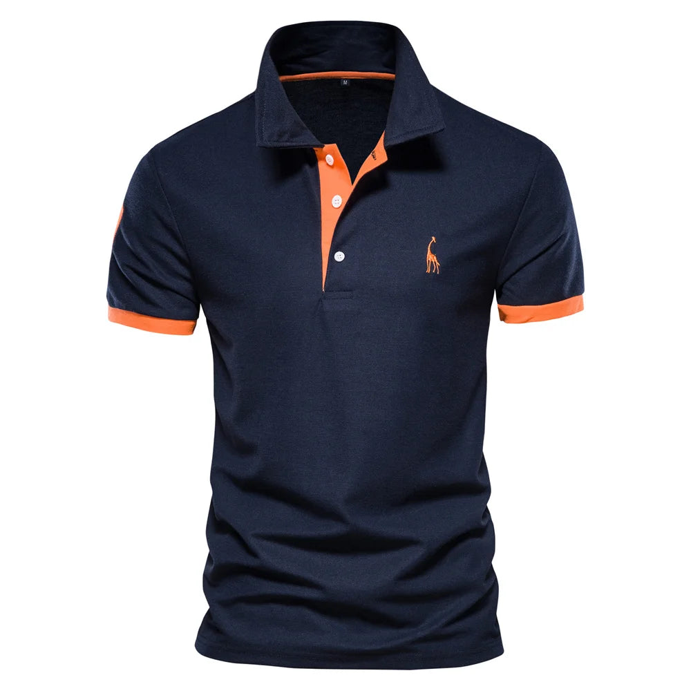AIOPESON Men's Embroidered Cotton Polo Shirt