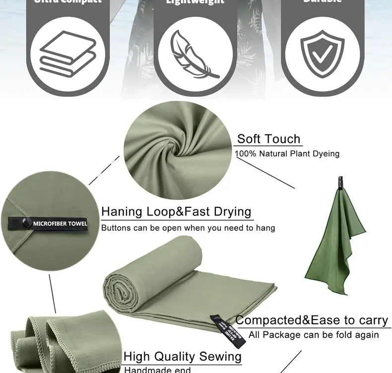 Quick-Dry Microfiber Camping Towel 40x80cm