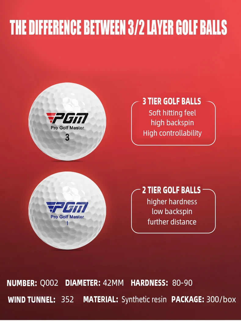 PGM Q002 3-Layer Golf Ball – High Elasticity Rubber Core, High Backspin Game Ball