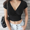 Black V-Neck Crop Top – Women’s