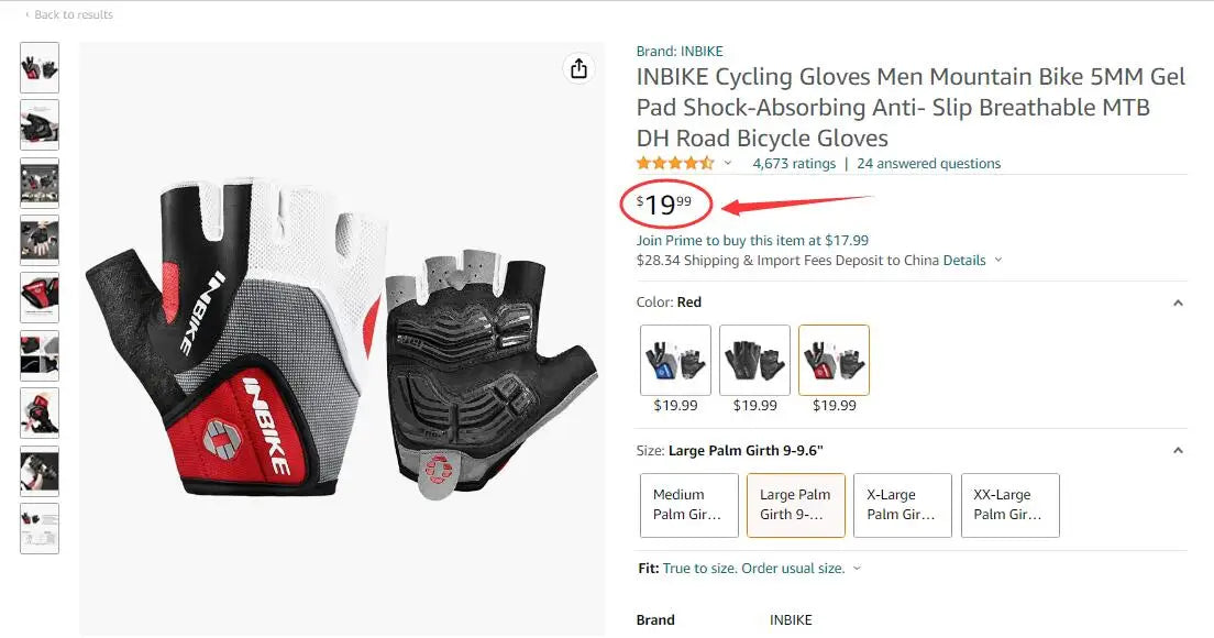 INBIKE Shock‑Absorbing Gel Pad Cycling Gloves