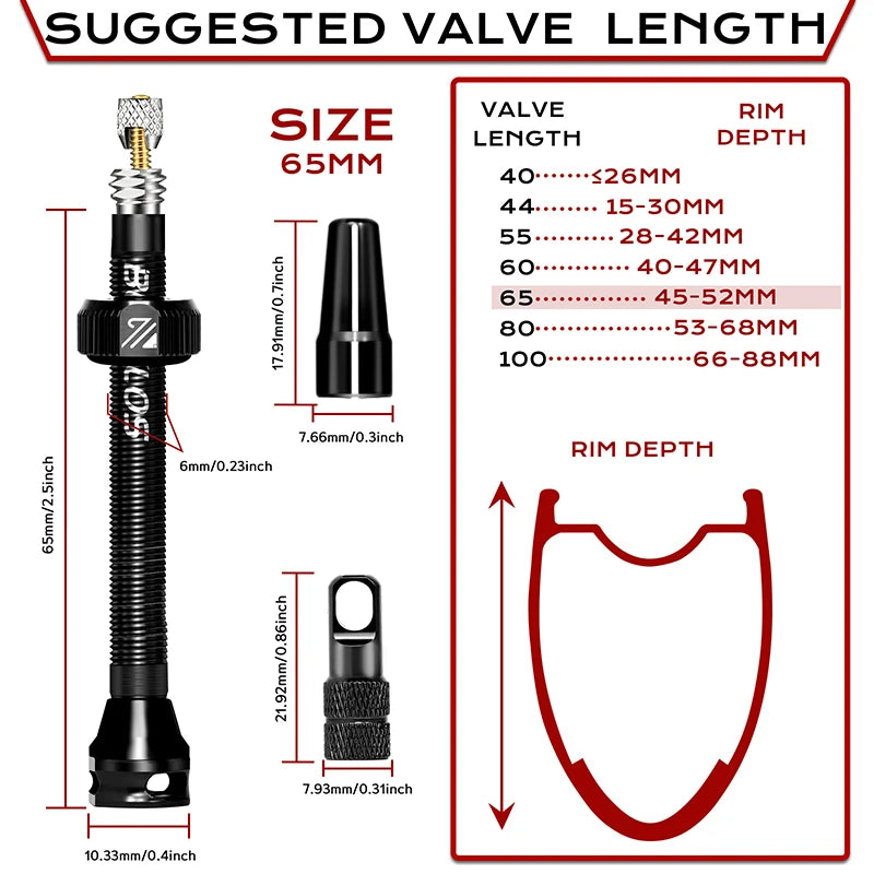 Tubeless Valves – Aluminum with Removable Core