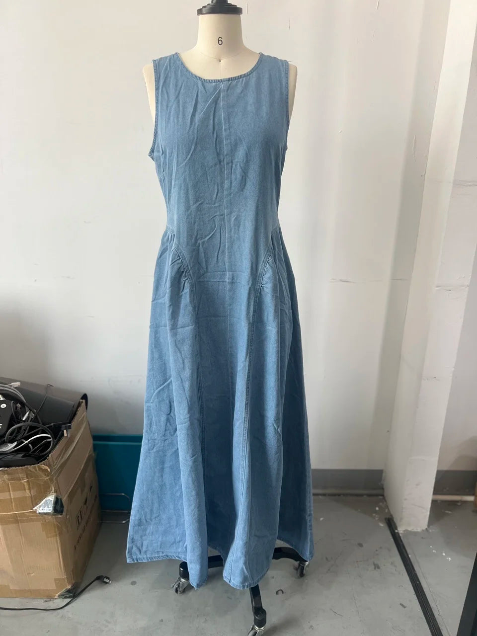 Backless Denim Lace-Up Summer Dress