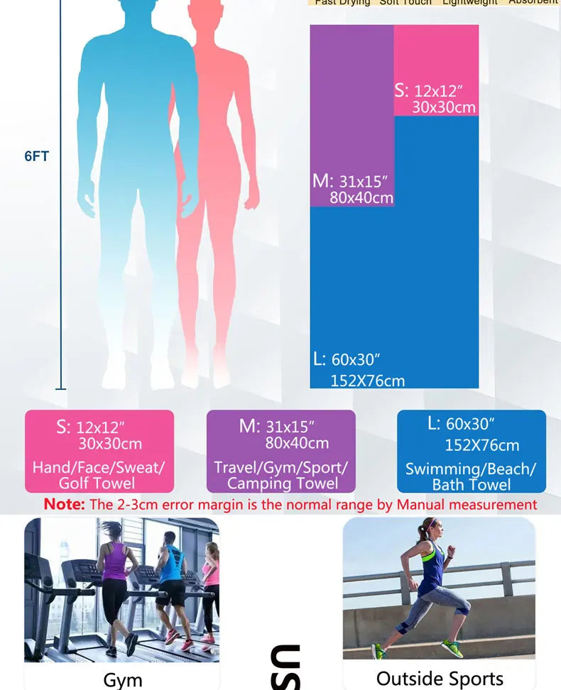 Quick-Dry Microfiber Camping Towel 40x80cm