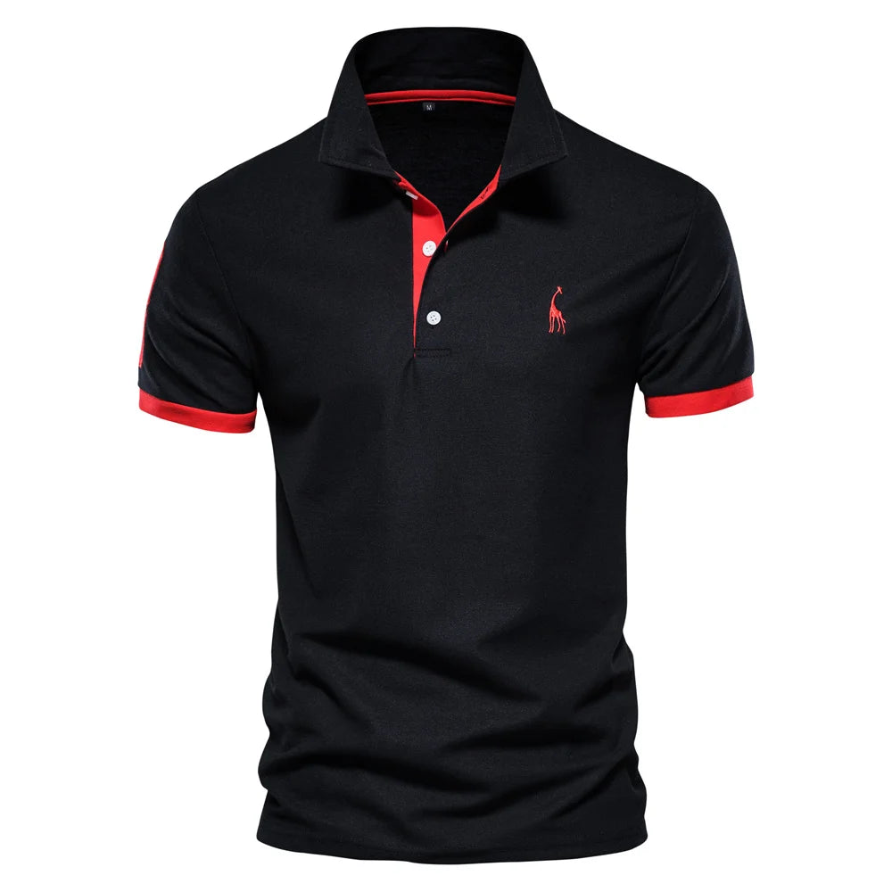 AIOPESON Men's Embroidered Cotton Polo Shirt