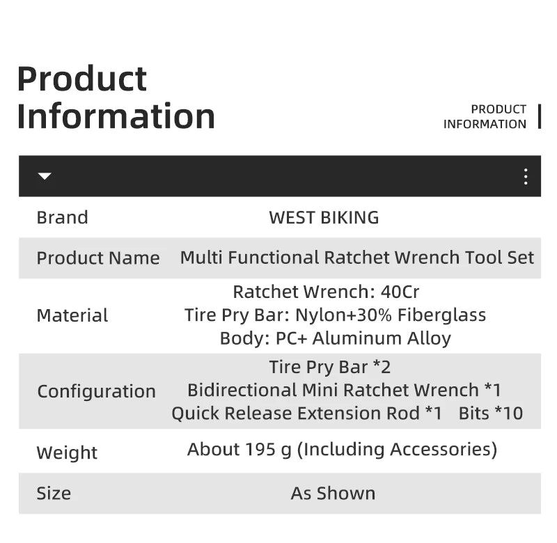 WEST BIKING 14-in-1 Bicycle Multitool