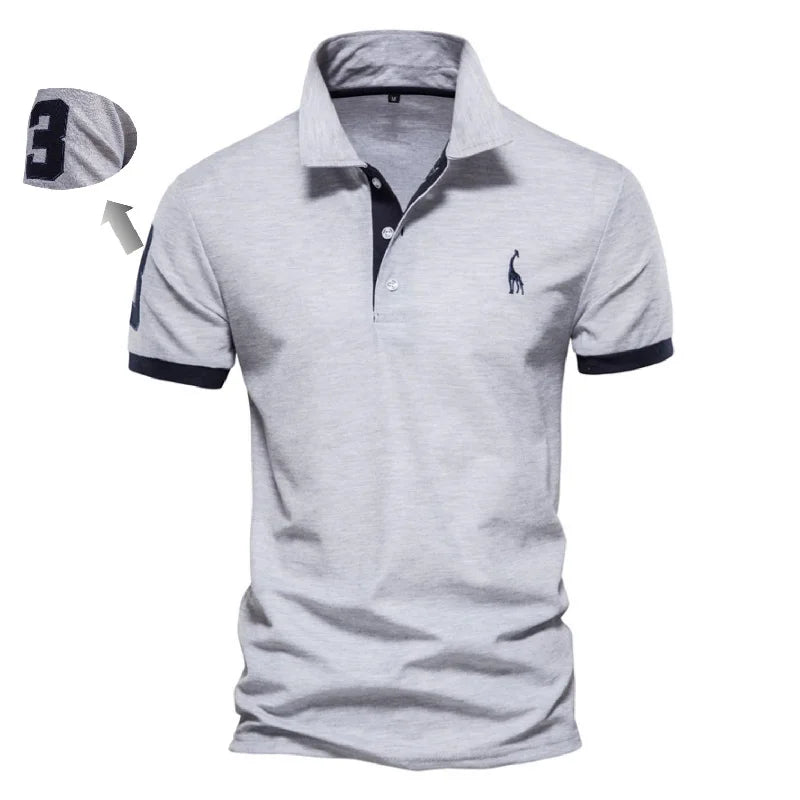 AIOPESON Men's Embroidered Cotton Polo Shirt