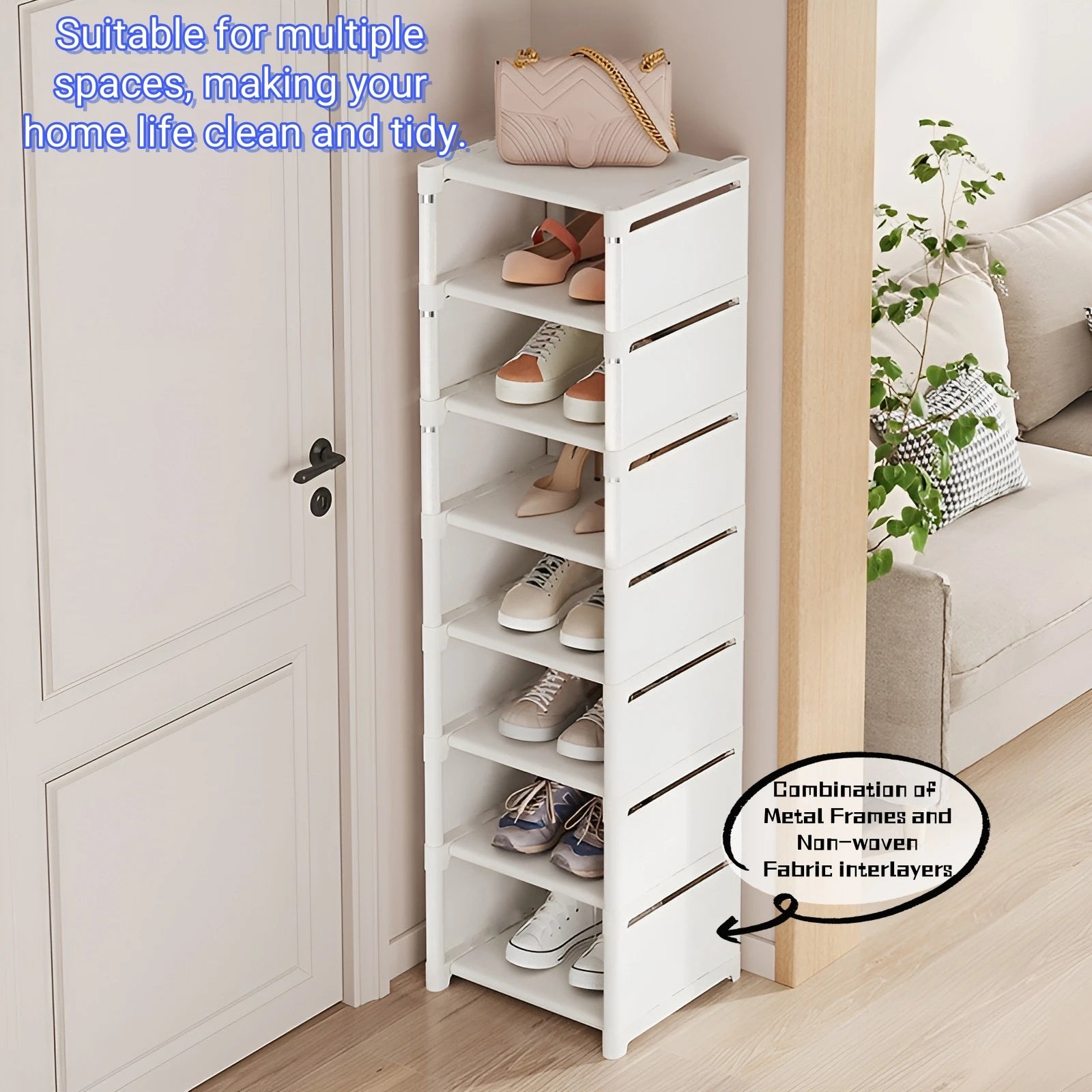 Shoe Rack – Metal & Fabric Organizer