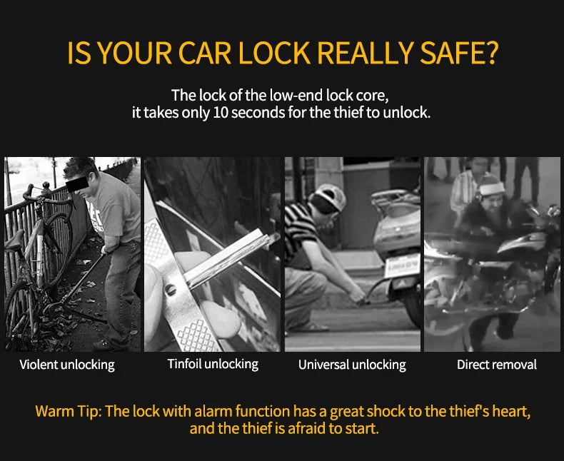 Motorcycle/Bicycle Disc Lock with Alarm – Anti-Theft Alloy Padlock