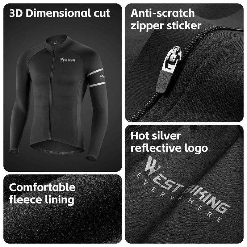 WEST BIKING Winter Fleece Cycling Jersey