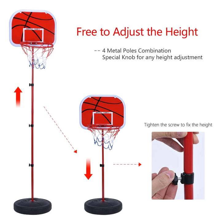 Adjustable Kids Basketball Hoop Stand Set
