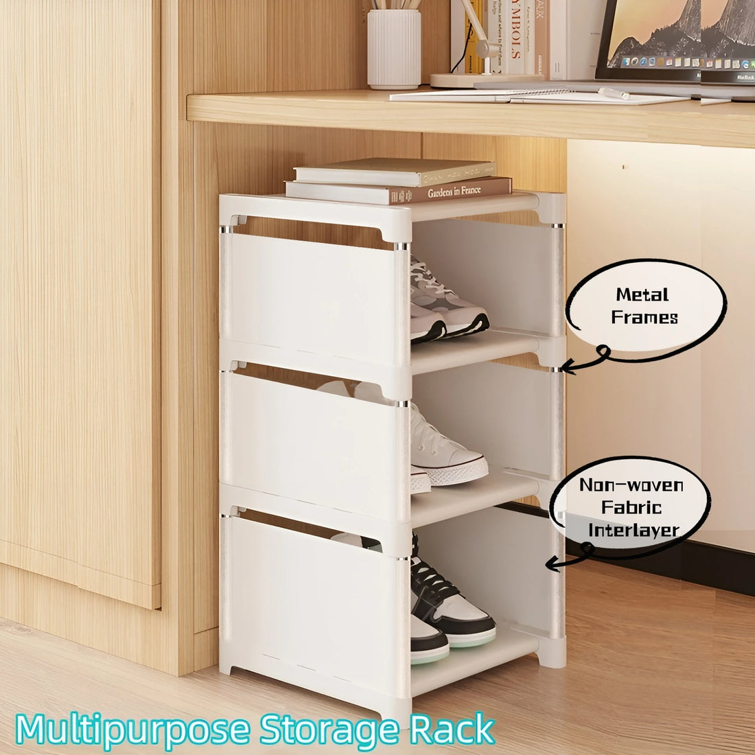 Shoe Rack – Metal & Fabric Organizer