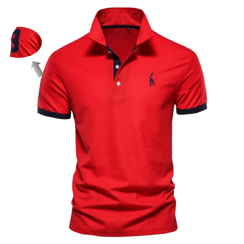 AIOPESON Men's Embroidered Cotton Polo Shirt