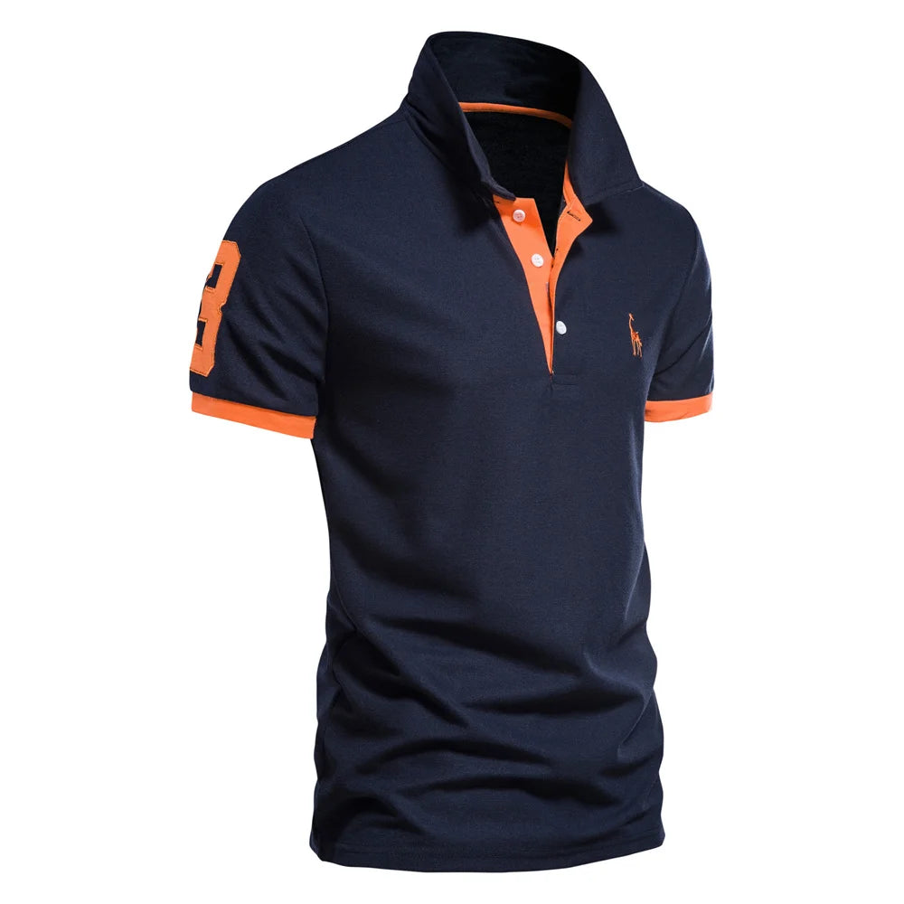 AIOPESON Men's Embroidered Cotton Polo Shirt