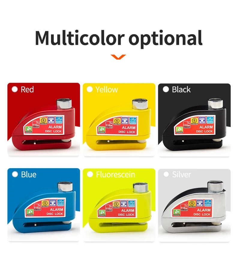 Motorcycle/Bicycle Disc Lock with Alarm – Anti-Theft Alloy Padlock