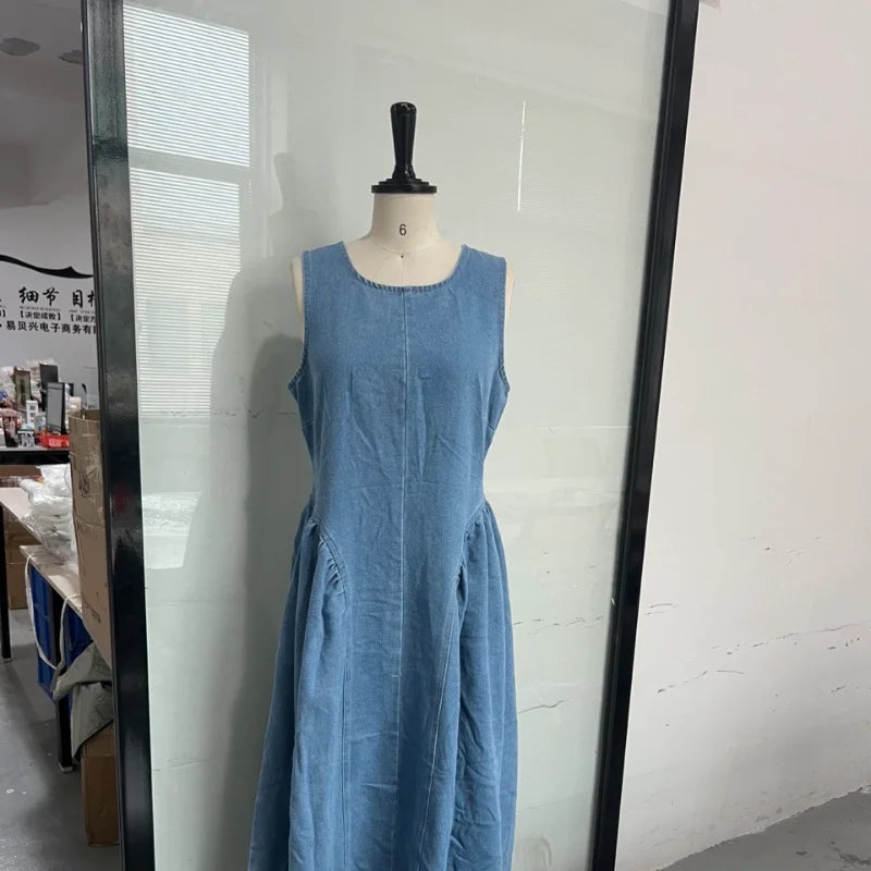 Backless Denim Lace-Up Summer Dress
